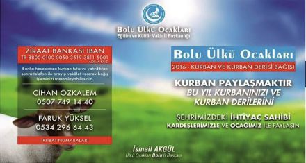 Kurbanlarınızı Ülkü Ocaklarına verin gönlünüz rahat olsun