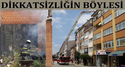AZ KALSIN BİNAYI YAKIYORDU