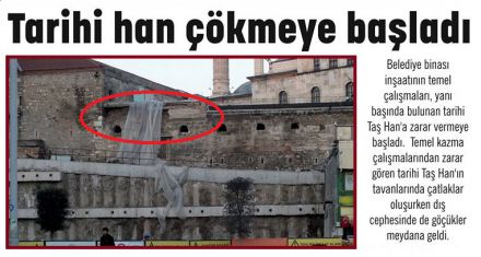Tarihi han çökmeye başladı