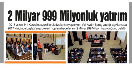 Bolu'ya 2 Milyar 999 Milyonluk yatırım