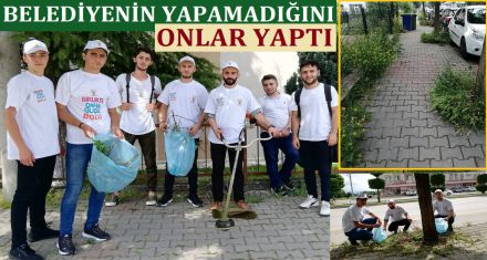 BELEDİYENİN KESEMEDİĞİ OTLARI ONLAR KESTİ 