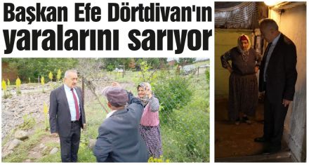 Başkan Efe Dörtdivan'ın yaralarını sarıyor 