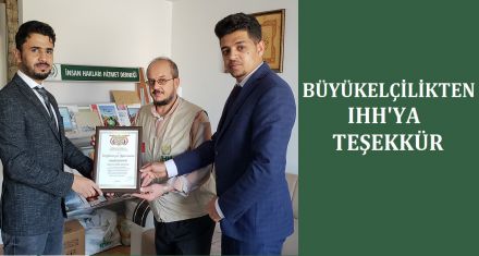 YEMEN BÜYÜK  ELÇİLİĞİNDEN TEŞEKKÜR BELGESİ