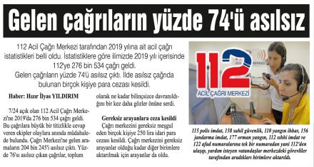 Gelen çağrıların yüzde 74'ü asılsız