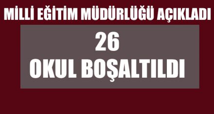 26 OKUL BOŞALTILDI