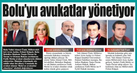 Bolu'yu yöneten avukatlar