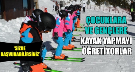 ÇOCUKLARA VE GENÇLERE KAYAK YAPMAYI ÖĞRETİYORLAR