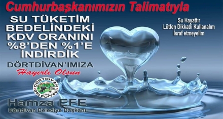  SU TÜKETİM BEDELİNDEKİ KDV ORANI DÜŞÜRÜLDÜ