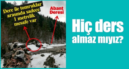 Dere yatağında tomruk deposu korkutuyor