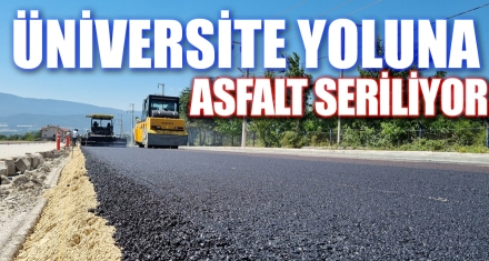 ÜNİVERSİTE YOLUNA ASFALT SERİLİYOR