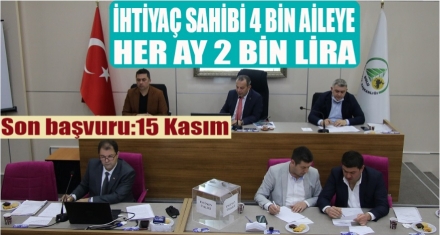 İHTİYAÇ SAHİBİ 4 BİN AİLEYE HER AY 2 BİN LİRA