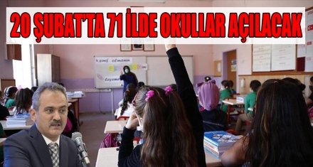20 ŞUBAT'TA 71 İLDE OKULLAR AÇILACAK