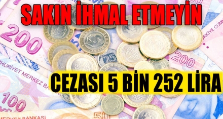 SAKIN İHMAL ETMEYİN CEZASI 5 BİN 252 LİRA 