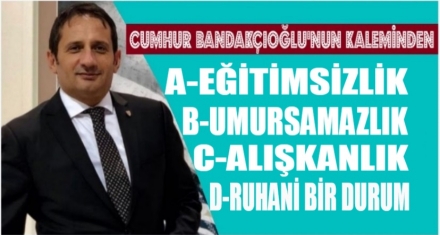 A- EĞİTİMSİZLİK B- UMURSAMAZLIK C- ALIŞKANLIK D-RUHANİ BİR DURUM