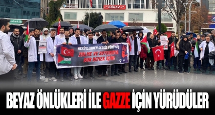BEYAZ ÖNLÜKLERİ İLE GAZZE İÇİN YÜRÜDÜLER