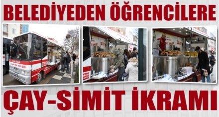 BELEDİYEDEN ÖĞRENCİLERE ÇAY SİMİT 