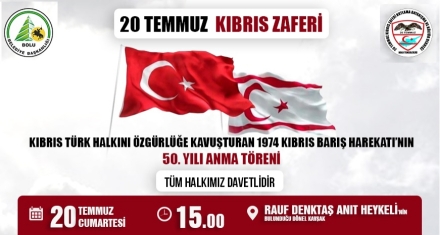 Bolu'da Kıbrıs Barış Harekatı'nın 50. yılında tören düzenlenecek