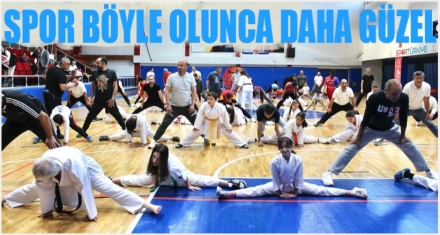 AİLELERİYLE KARATE YAPTILAR 