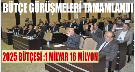 2025 YILI BÜTÇESİ 1 MİLYAR 16 MİLYON TL.
