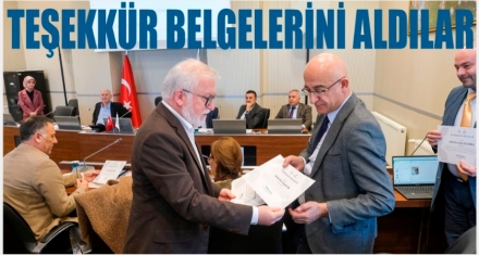 Teşekkür belgesi verdi 